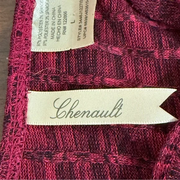 Chenault Burgundy Lace-Up Long Sleeve Textured Knit Top L Fall Winter - Picture 6 of 9